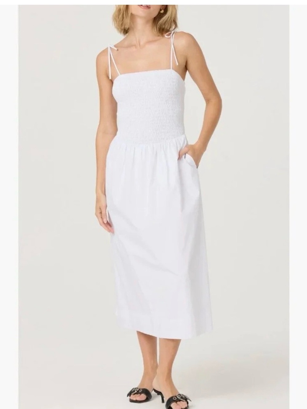 ASTR‎ The Label Drop Waist Smocked Midi Dress Size XS